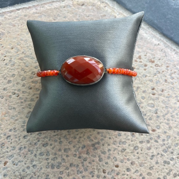 Elegant Faceted Carnelian Beaded Bracelet 7” - Picture 5 of 12